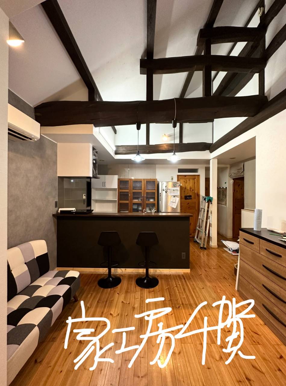 施工事例　要望を整えながら、黒を基調にしたリビングリノベーションのご紹介。③